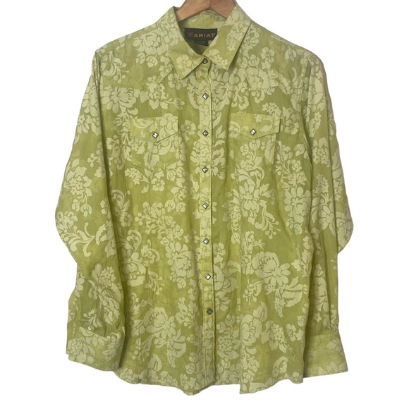 Ariat Tops - Ariat Western Style Floral Rodeo Shirt with Diamond Shaped Pearl Snaps XL
